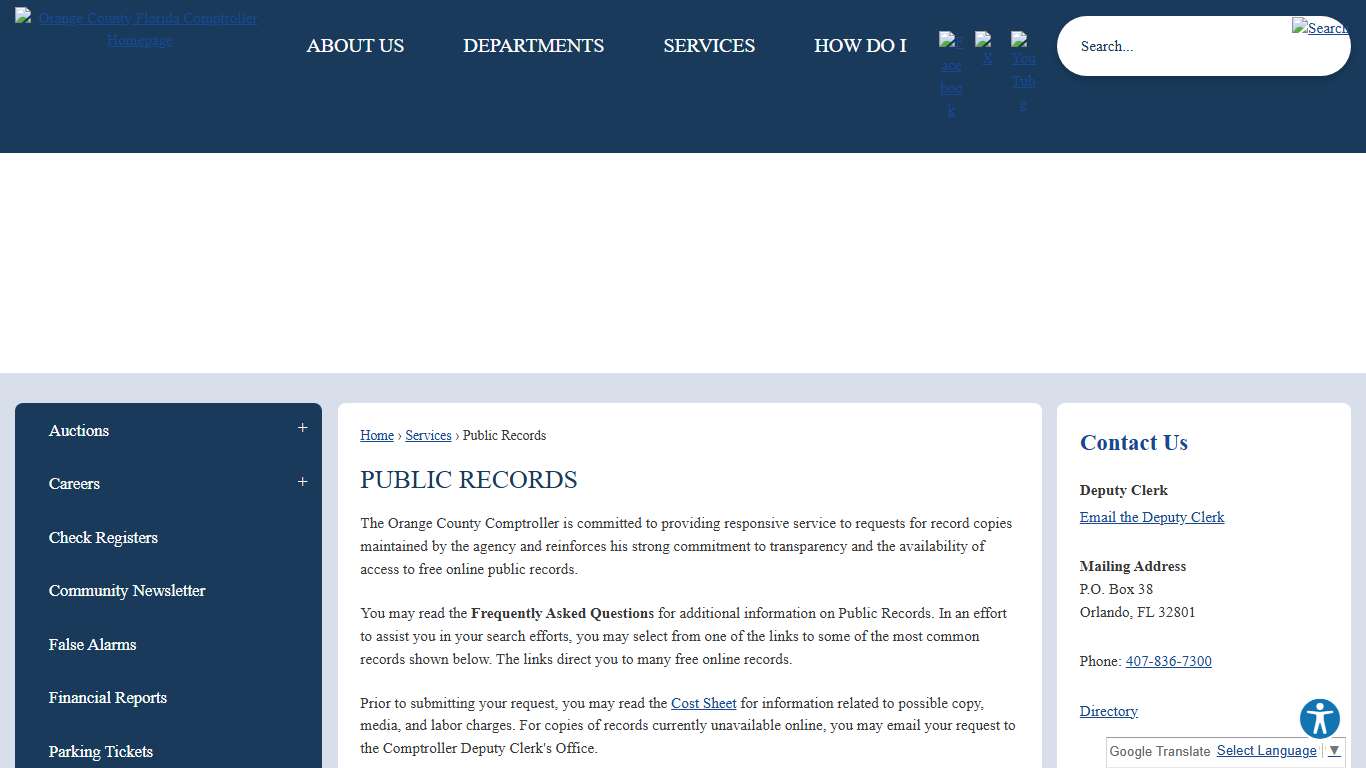 Public Records Orange County Comptroller, FL